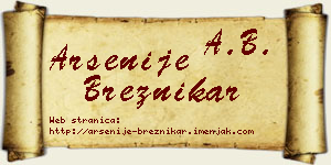 Arsenije Breznikar vizit kartica